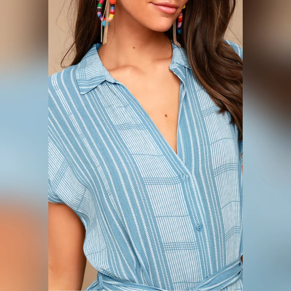 Lush Blue & White Striped Dress - Picture 5 of 13